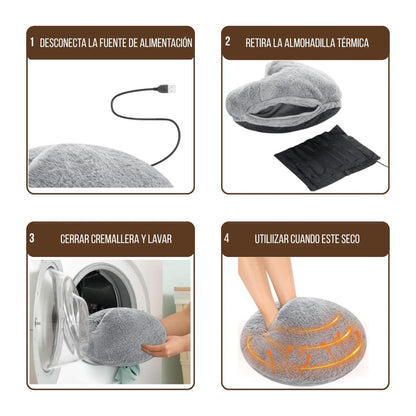 Calentador de pies eléctrico de felpa con calefacción USB, se puede conectar a un banco de energía para calentarse en invierno